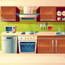 Cartoon Kitchen Background - 1