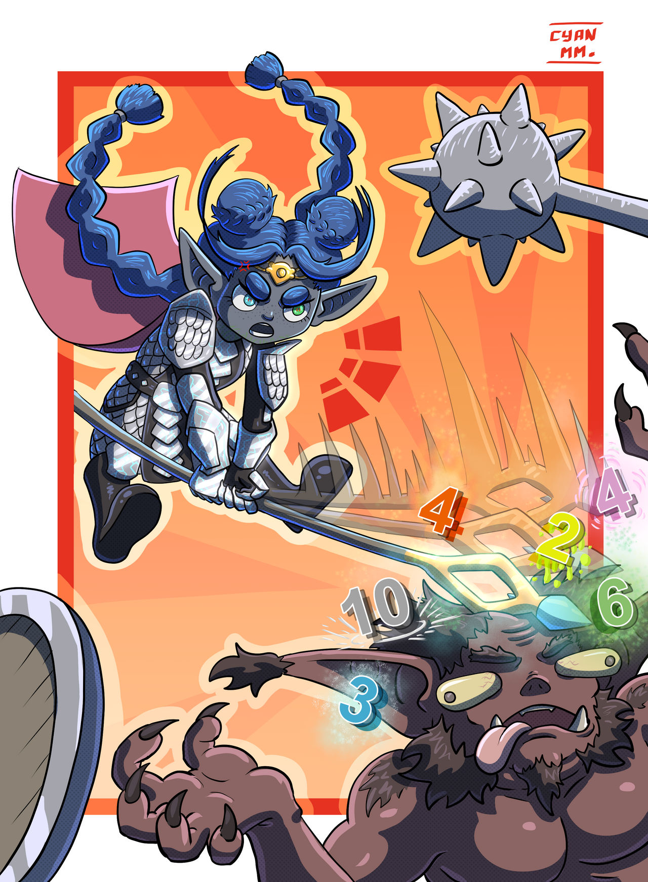 My BG3 character shillelaghing a bugbear by CyanMarshmallow on DeviantArt