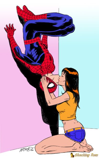 MJ and Spidey kiss by Bob McLeod colored by Shoc