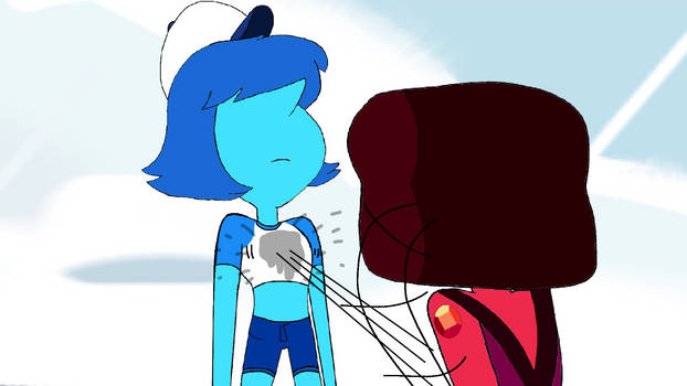 Army Ruby leaving a stain on Lapis breasts 