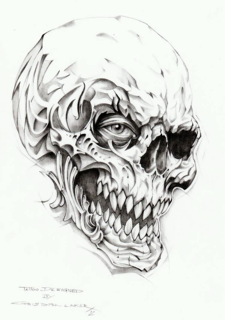 Skull Tattoo Drawing by linkerart on DeviantArt