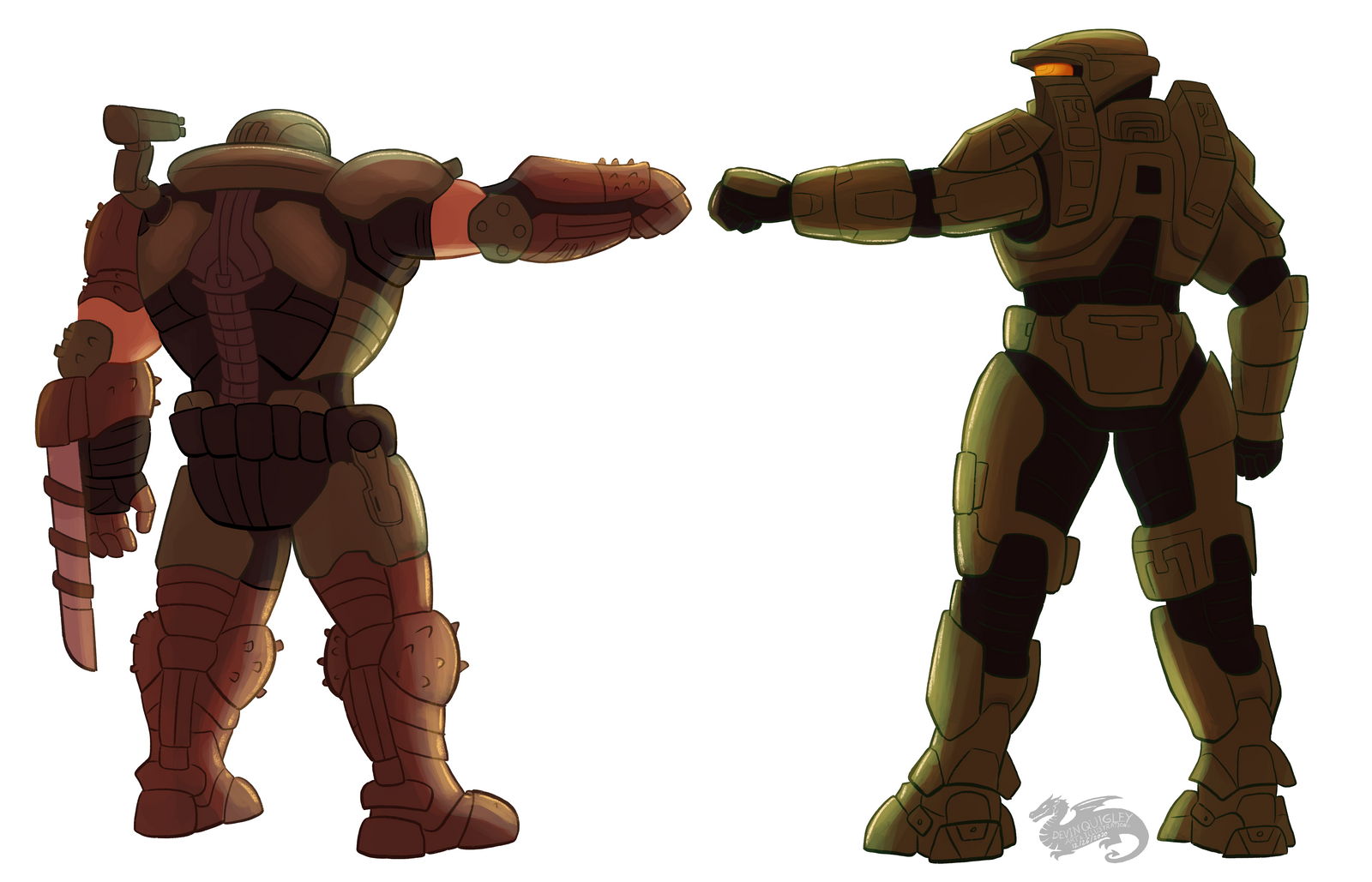 Sir Raptor CO, Sir-Raptor, DoomGuy And Master Chief Bro Fist by DevinQuigleyArt on ...