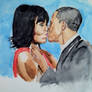 BARACK AND MICHELLE OBAMA IN WATERCOLOR