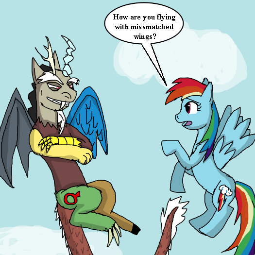 Discord Pony and Rainbow Dash