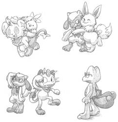 Pokemon team sketches