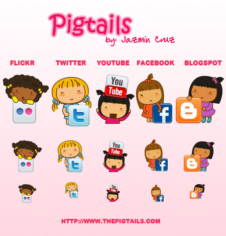 Pigtails Social Network Icons