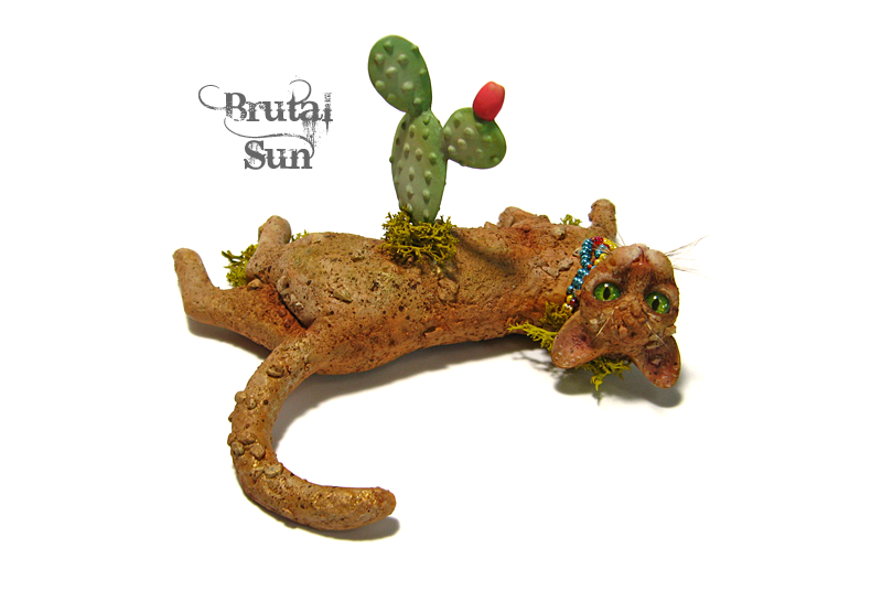 Earth Spirit, a polymer clay cat sculpture