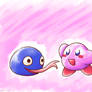 Kirby And Gooey but in Ado's artstyle.