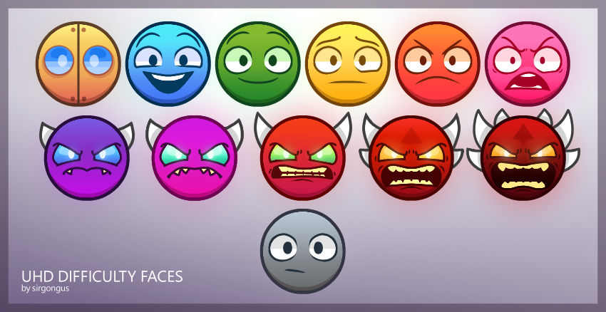 GD Difficulty Faces by SirGongus on DeviantArt