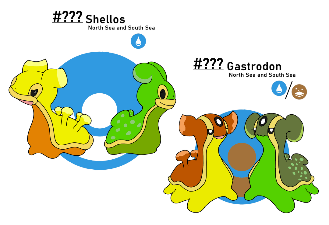 Shellos Evolution Male OphanDex #???: North/South Sea Shellos (+Evo) by Samjoos on DeviantArt