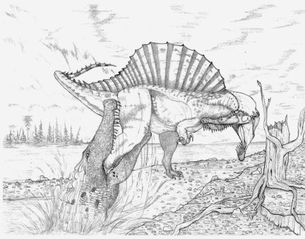 Spinosaurus under attack by briankroesch on DeviantArt