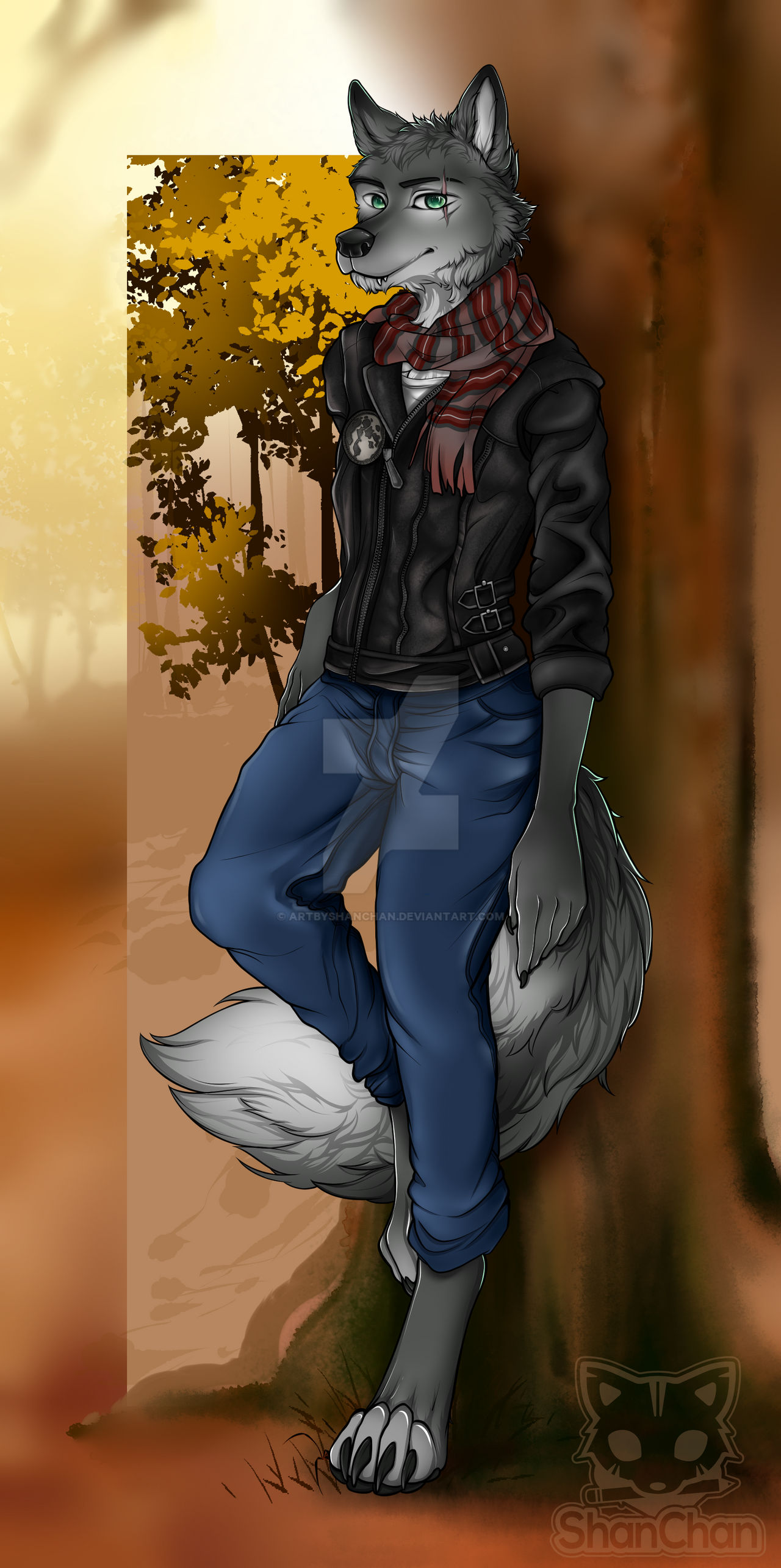 Full Body Anthro Wolf Commission and Sketchy BG by ArtByShanChan on  DeviantArt