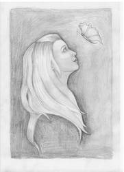 A girl and a butterfly...