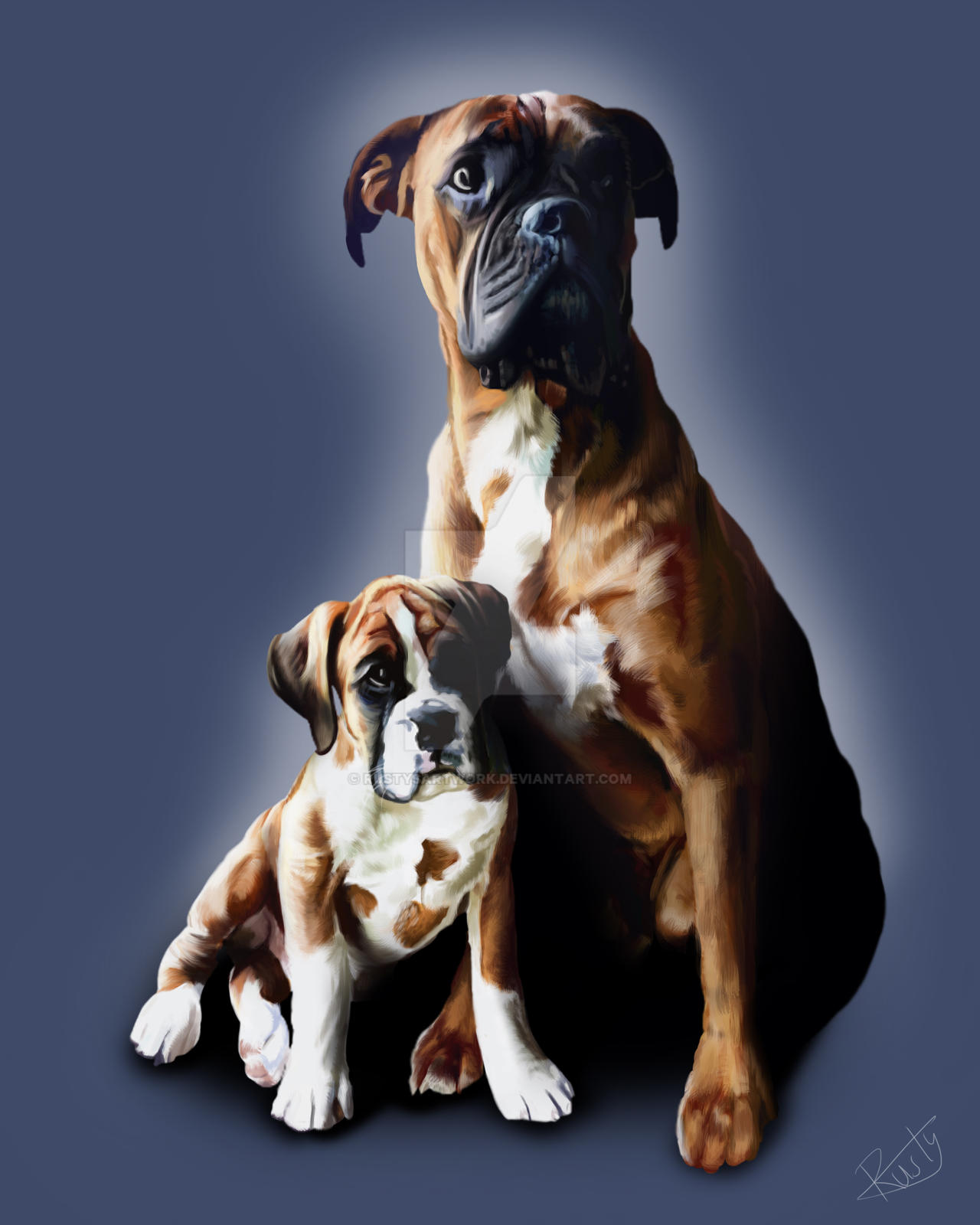 Deviantart Boxer Dog Boxer Dog Bros, Digital Painting, 8 x 10 inches. by rustysartwork on ...