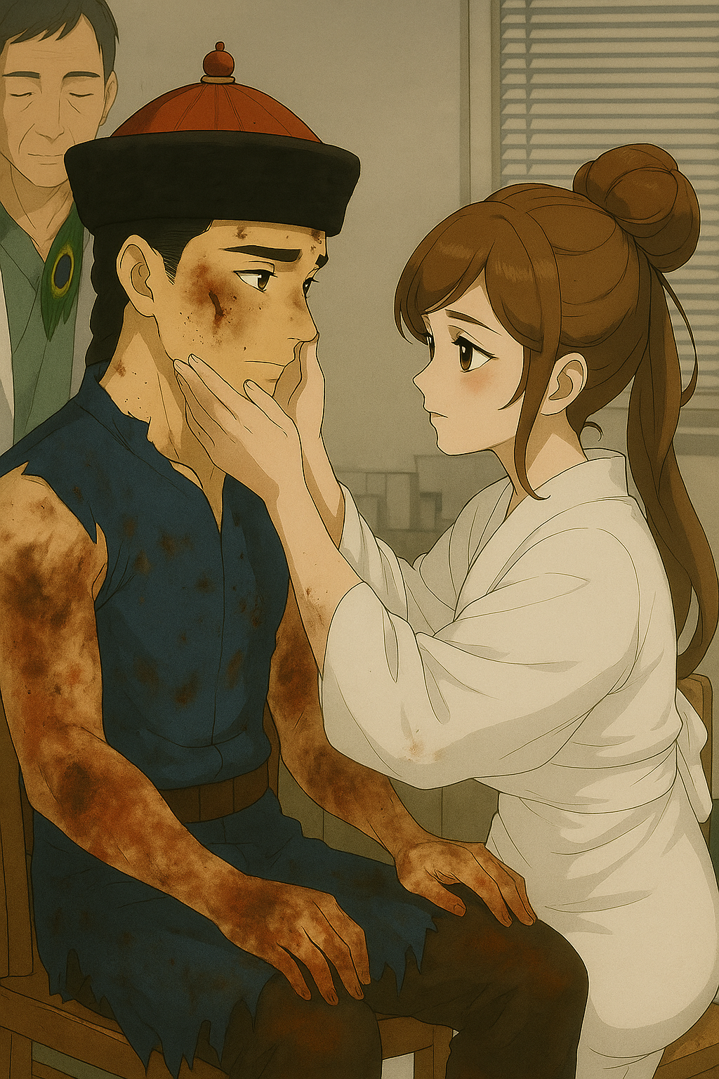 Yugiri comforts a burned Hansi