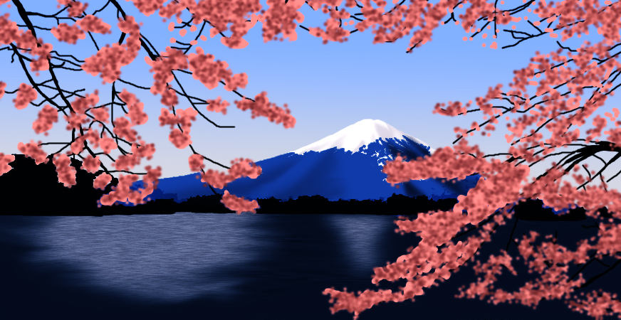 Sakura Blooms and Mountain Tops