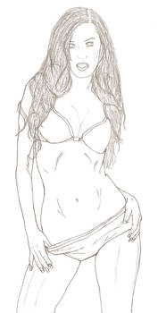 Mercedes T bikini chick sketch