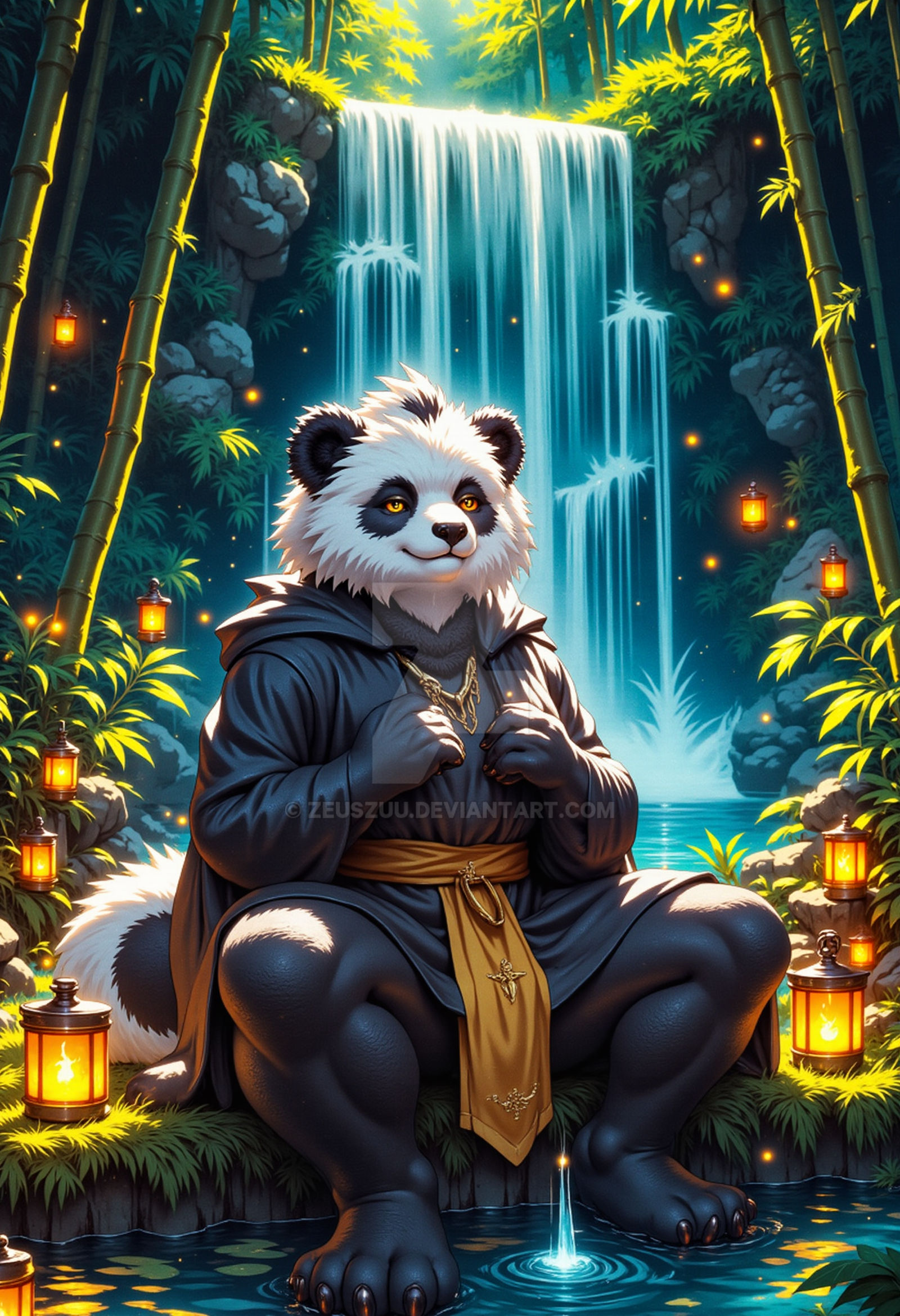 2052-4nthro, A calm panda humanoid with fluff by ZeusZuu on DeviantArt