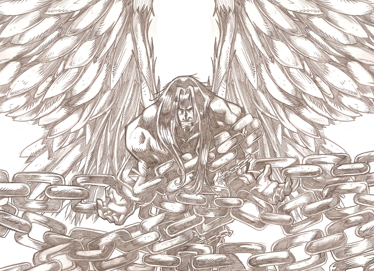 Angel tattoo design detail