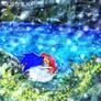 Princess Sally Acorn and Sonic in the magical lake