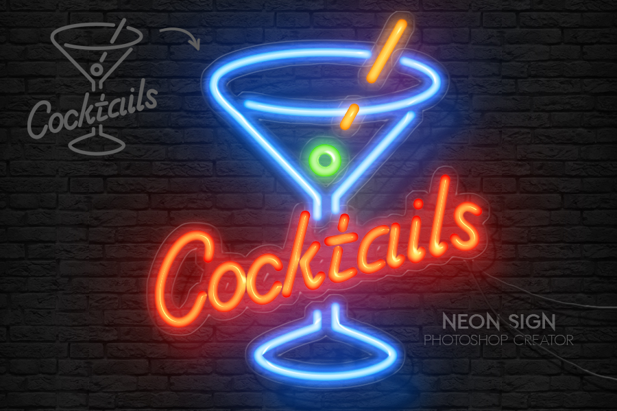 neon sign photoshop action by psddude