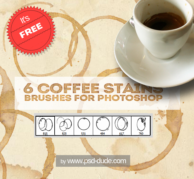 Free Coffee Stain Photoshop Brushes