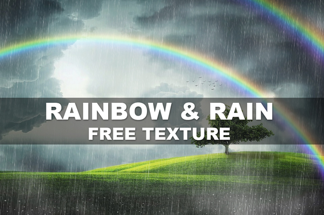 Rainbow and Rain Photoshop Overlay Free Texture