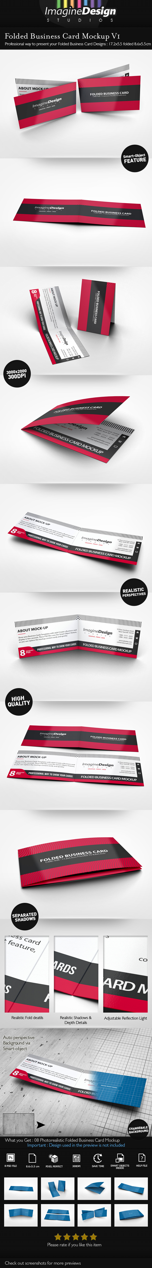 Folded Business Card Mockup V1