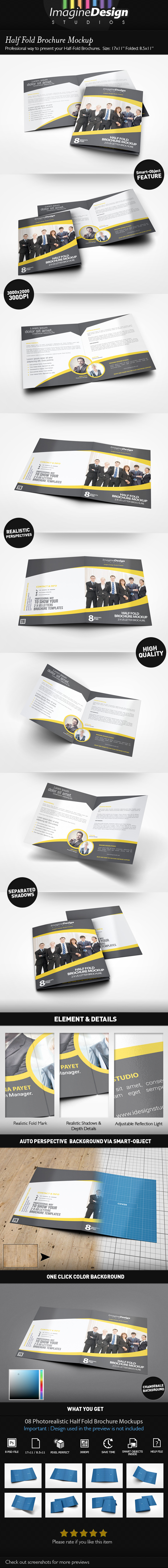 Half Fold Brochure Mockup