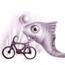 A fish with a bicycle