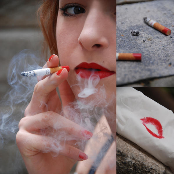 red smoking woman II