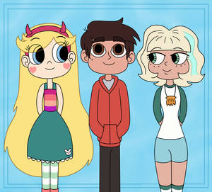 Marco is standing between Star and Jackie