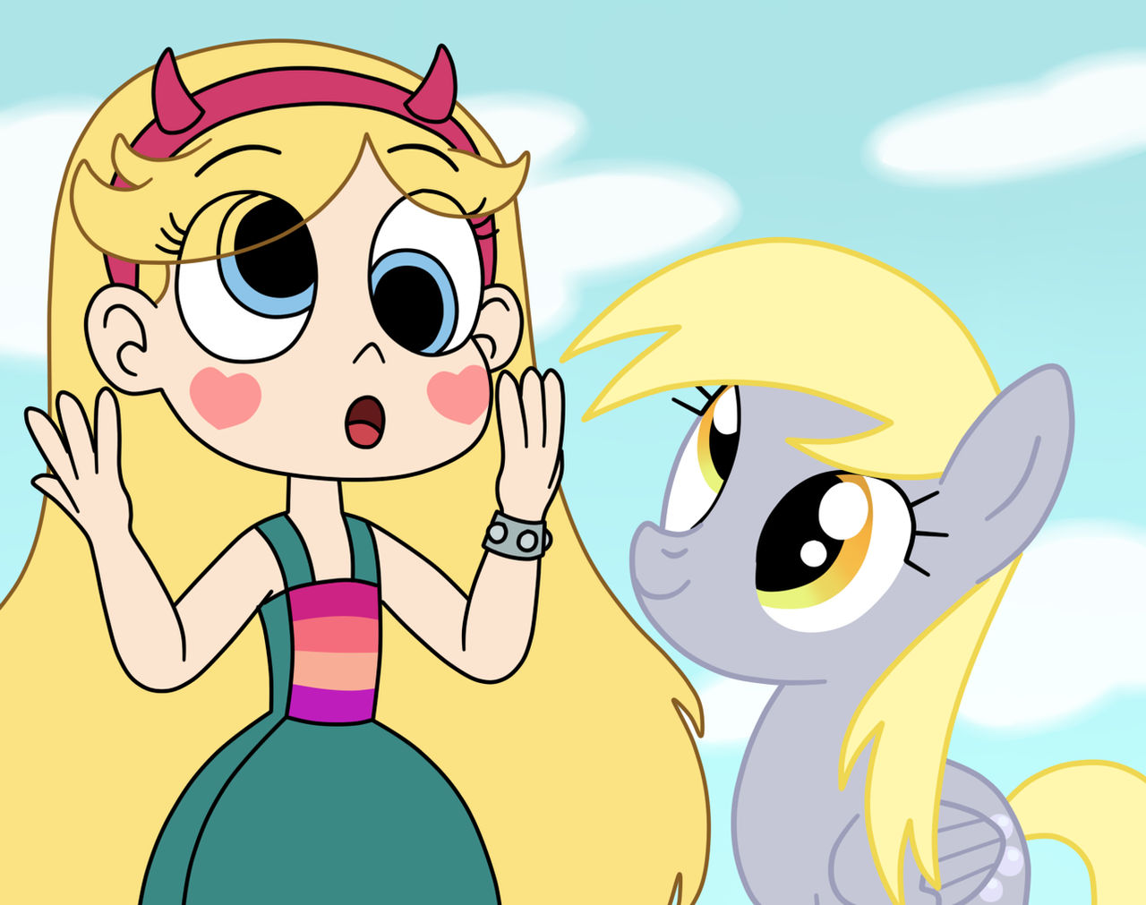 Star Butterfly and Derpy Hooves in the silly eyes