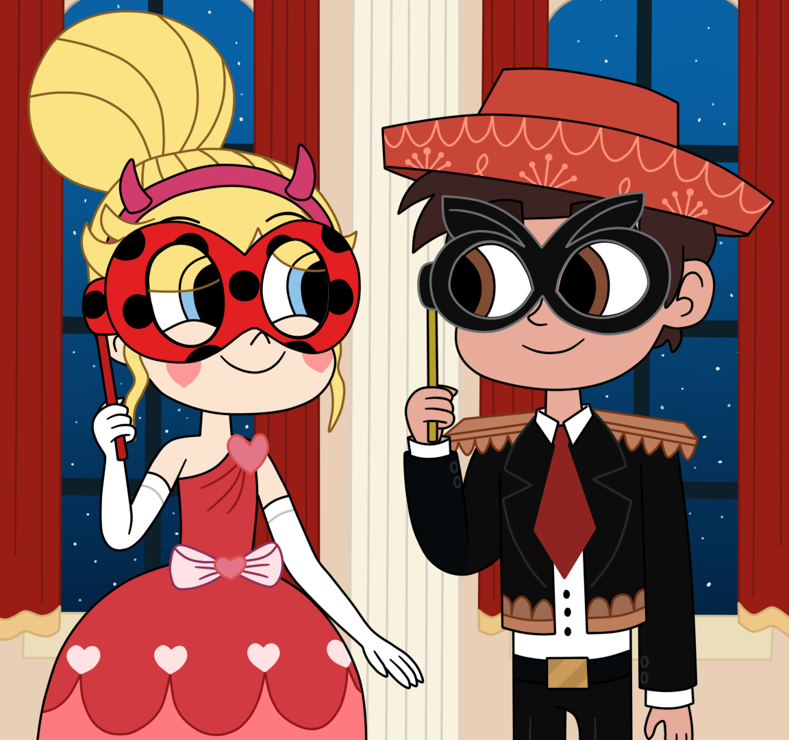 Star Butterfly and Marco Diaz in a masquerade ball