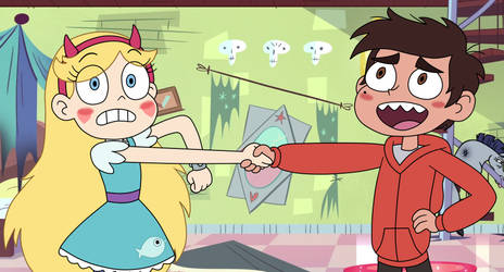 Star and Marco are awkward handshake