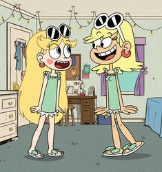 Star and Leni in the copycat outfits