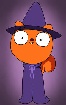 Kiff wears a little witch costume