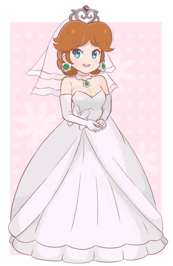 Princess Daisy Wedding Dress (Colored Sketch) by on