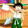 Gohan with paper