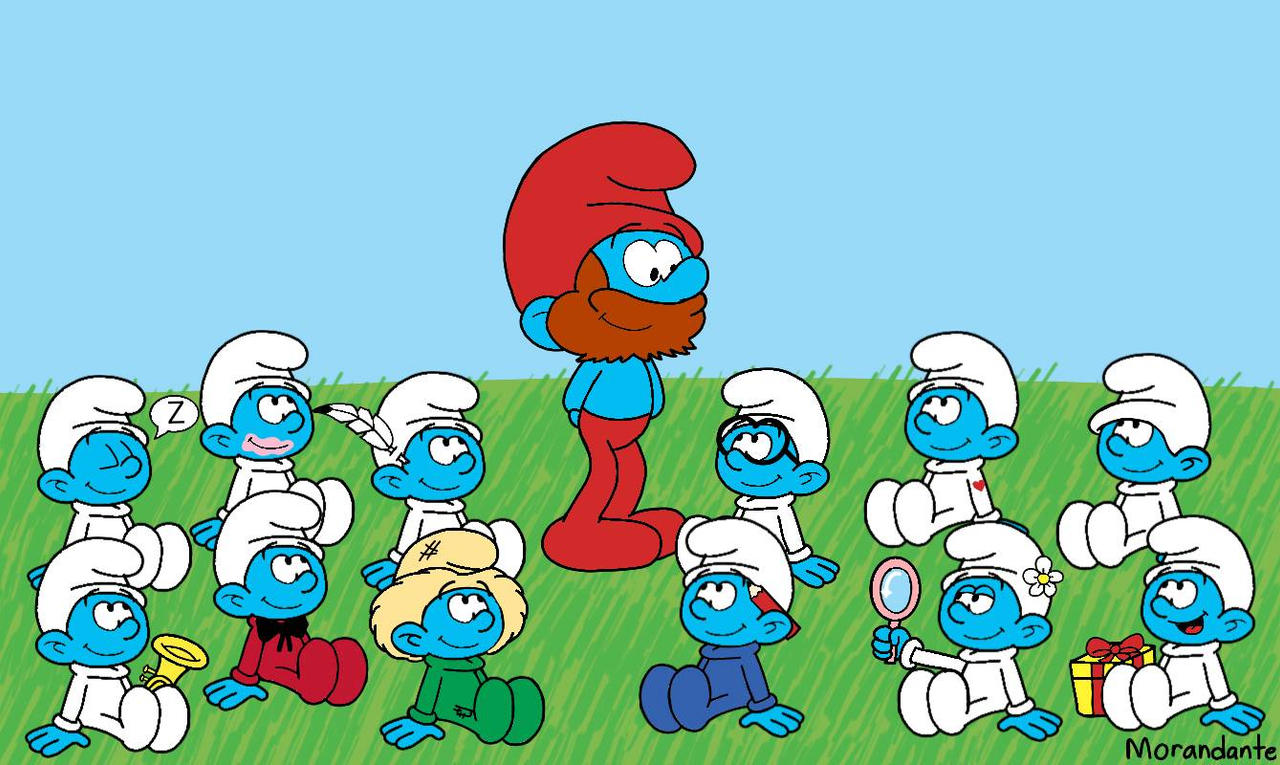 Papa Smurf and the baby smurflings by Morandante on DeviantArt