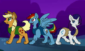 Applejack, Rainbow Dash and Rarity as wolves