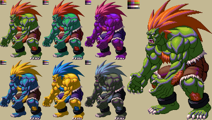 Blanka (Street Fighter II Battle Sprite) by L-Dawg211 on DeviantArt