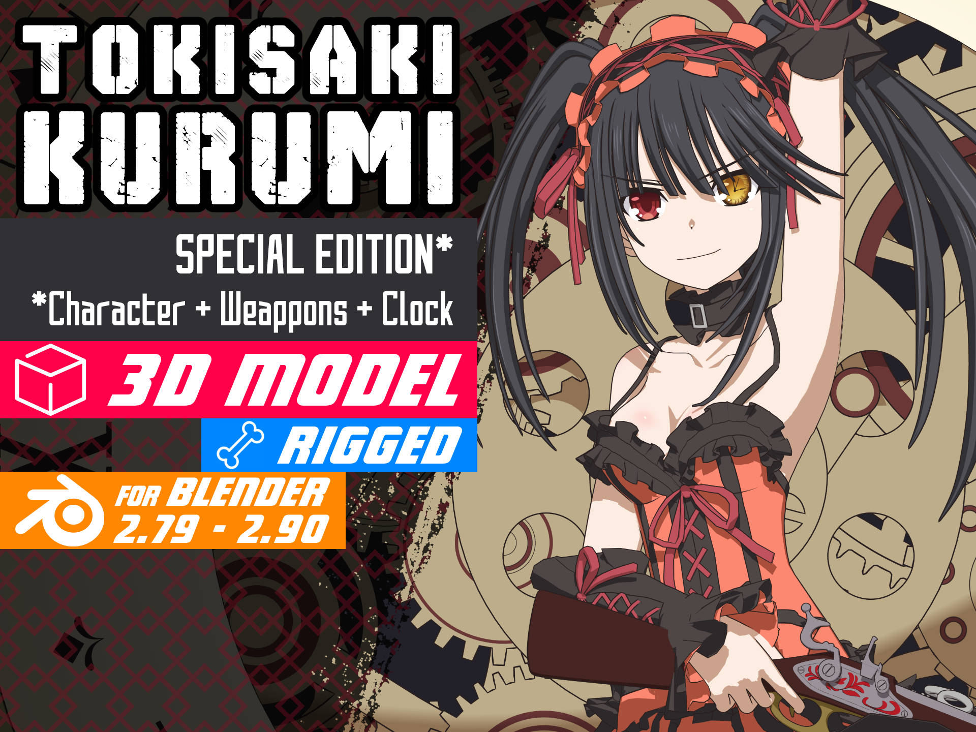 Kurumi Tokisaki - Date A Live v.3 color version Sticker for Sale by  Geonime