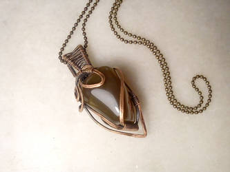 Brown achat wire copper pendant