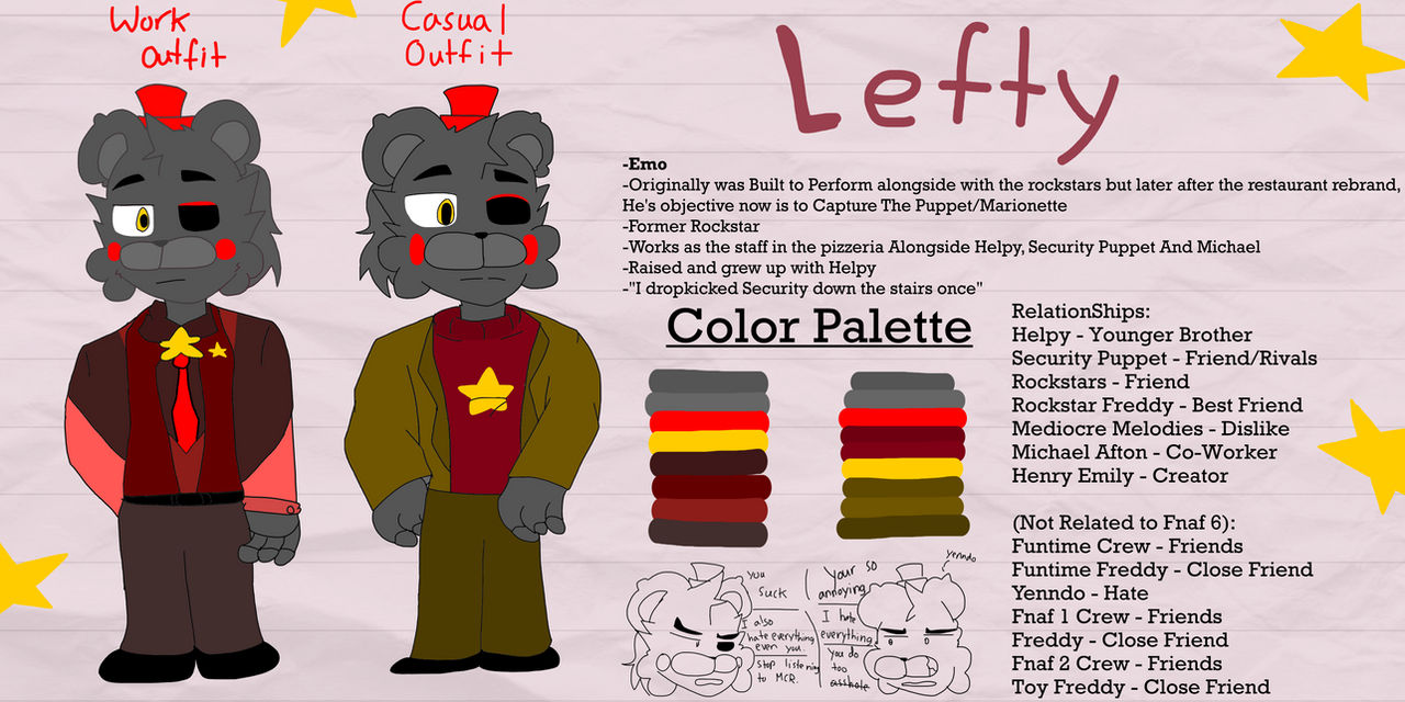 Lefty Reference FNAFAU Pizzeria Simulator - Lefty (ReferenceSheet) by mecacaekamen on ...