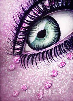 purple eye oil painting