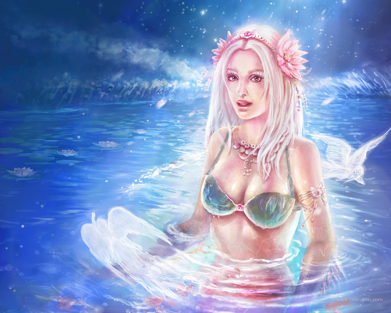 lake mermaid wallpaper