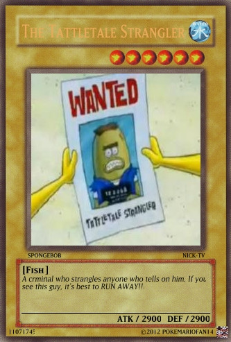 spongebob yugioh cards SquarePants Tattletale Strangler Yu-Gi-Oh Card by