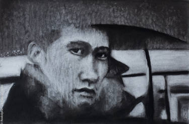 A commuter - charcoal on paper