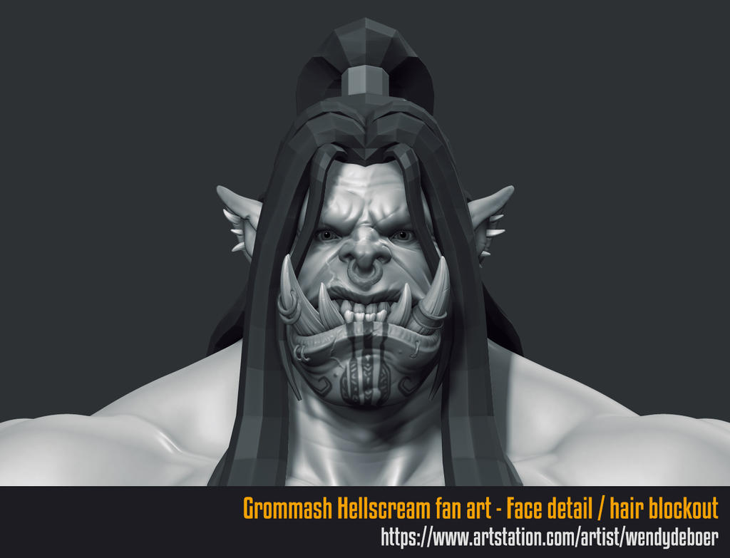 Grommash Hellscream face/hair WIP